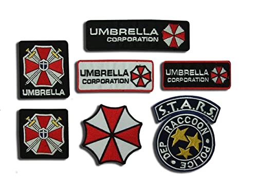 Umbrella Corporation Costume Cosplay Patches - Set of 7 Embroidered Badges with Thermofix Bonding Film von EMBROIDERY KING