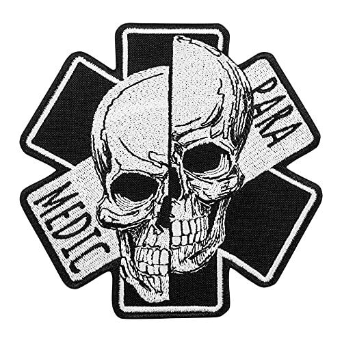 Sanitäter verdrängter Schädel Patch – besticktes EMT medizinisches Emblem – Aufbügler – 12,4 x 12,2 cm von EMBROVERSE