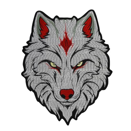 Bestickter Wolf-Aufnäher zum Aufbügeln, Motiv: Wolfsjacke, Weste, Dekoration, Emblem, Tier, Wolf, Abzeichen, Bekleid von EMDOMO