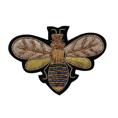 Bestickter indischer Seidenbienen-Aufnäher zum Aufnähen, exquisites Bienen-Emblem, Abzeichen für Rucksäcke, Kleidung, Dekoration, Applikation, Zubehör von EMDOMO