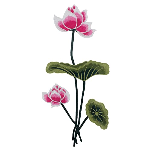 Blume Applique Lotus bestickt Stoff Patch Nähen auf Verzierung für Kostüme dekoriert Motiv Abzeichen verziert (Pink) von EMDOMO