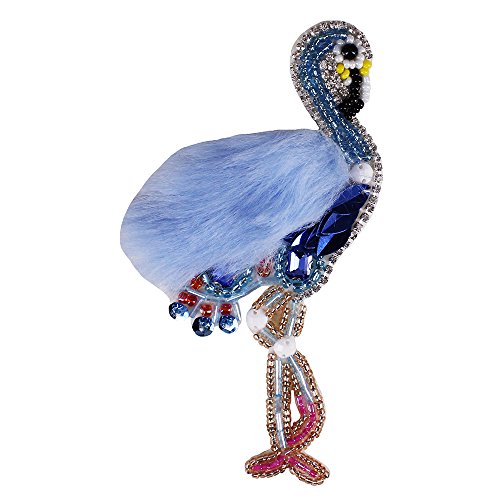EMDOMO 2 Stück DIY Pelz Perlen Diamant Motive Kran Vogel Flicken Flamingo Applikation Strass Kristall Kleidung Abzeichen dekoriert (blau) von EMDOMO
