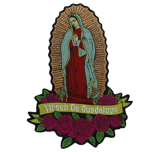 EMDOMO Lady of Guadalupe Stickerei Maria Jesus Patch Jungfrau Maria Patch Heiliges Herz Stechpalme Maria Applikation Sagrado Corazon Virgen Maria Aplique Parche von EMDOMO