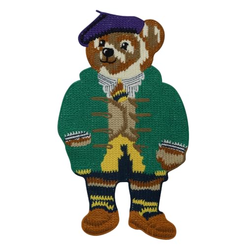 EMDOMO Lovely Bear Patches Stoff Patch Cool Bear Stickerei Applikation Nähen auf verzierte Abzeichen für Handwerk Kleidung 1 Stück (L) von EMDOMO