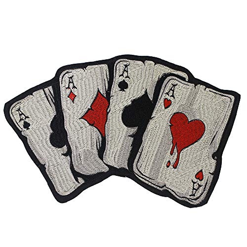 EMDOMO Stickerei-Abzeichen, Karte Poker A Patches zum Aufbügeln im Punk-Bike-Stil, Applikation, Dekoration, 1 Stück von EMDOMO