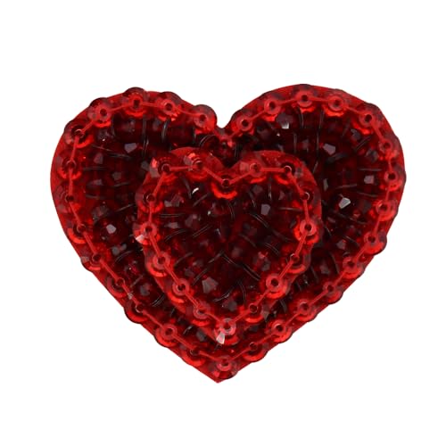 Exquisite rote Herz-Perlen-Schmetterling-Aufnäher, zum Aufnähen auf Perlen, Applikationen, Herz-Kleidungsreparatur-Flicken für Jeans, Hüte, Schuhe, Tasche (A) von EMDOMO
