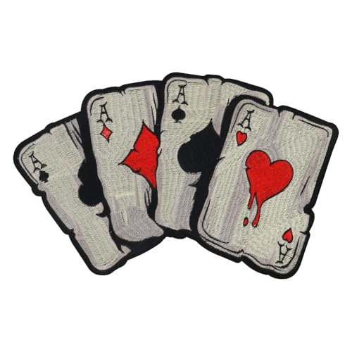 Flower Poker bestickte Patches Emblem zum Aufbügeln Poker Patches Stickerei Applikation Punk Abzeichen DIY für Kleidung Jacken usw (B 1 Stück) von EMDOMO