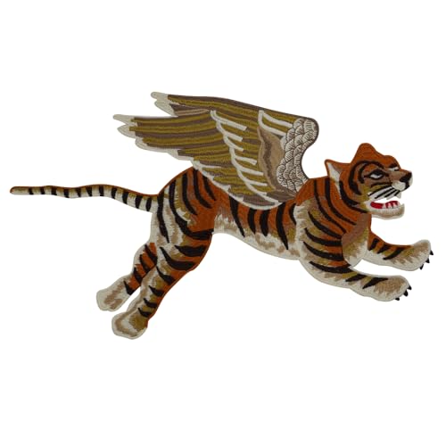 Flying Tiger Aufnäher Aufnäher, bestickt, brüllender Tiger, Applikationen, Kleidung, Patches, Tiger, Stickerei, Emblem, Abzeichen, Zubehör von EMDOMO