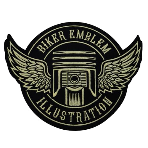 Goldene Stickerei-Applikation mit Biker-Flügeln, zum Aufbügeln auf Motorrad-Bikerjacke, Rückenabzeichen, Emblem, Stickereizubehör von EMDOMO