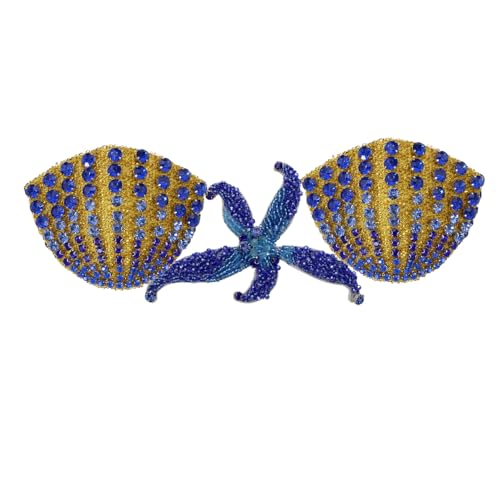 Perlen Kristall Bikini Zubehör Blau Handgemachte Diamant Seestern Strass Applikation Nähen auf Patches Dekorative 1 Set von EMDOMO