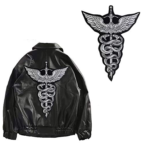 Schlangen Flügel Schwert Stickerei Punk Biker Patches Kleidung Aufkleber Iron on Apparel Zubehör Abzeichen 1 Stück (B) von EMDOMO