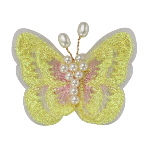 Schmetterling mit Perlen, Spitzenapplikation, Schmetterling, für Hochzeitskleid, Bekleidungszubehör, Dekoration, zum Aufnähen, Spitzenstoff, 8 Stück (D 8 Stück) von EMDOMO