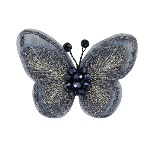 Schmetterlings-Spitzenapplikation, bestickt, Dekoration für Kostüme, Dekorationen, Basteln, Perlen-Schmetterlings-Aufnäher, Emblem, Abzeichen, 10 Stück (F) von EMDOMO