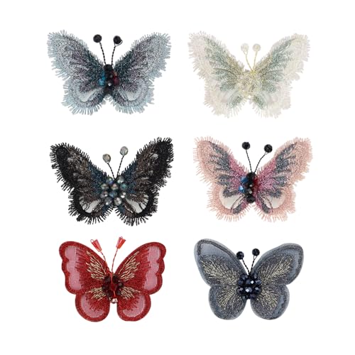 Schmetterlings-Spitzenapplikation, bestickt, Dekoration für Kostüme, Dekorationen, Basteln, Perlen-Schmetterlings-Aufnäher, Emblem, Abzeichen, 10 Stück (G-Mix, 10 Stück) von EMDOMO