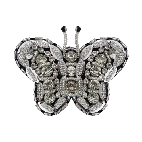 Strass-Schmetterling-Aufnäher, zum Aufnähen auf Perlen, Schmetterlingsschleife, Knoten-Applikationen, Bekleidungsschleife, Reparaturflicken für Kleidung, DIY, Handwerk, 2 Stück (Schmetterling) von EMDOMO