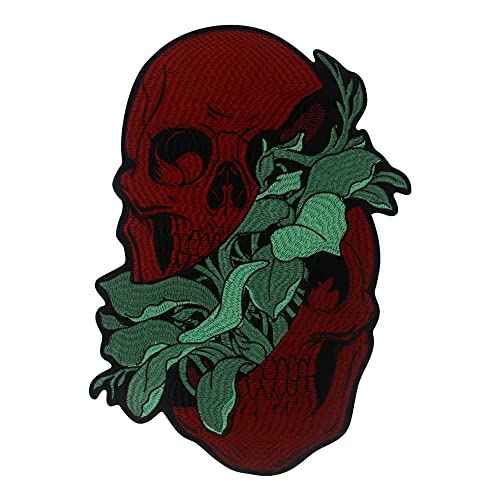 Totenkopf-Aufnäher zum Selbermachen, Horror-Applikation, bestickt, zum Aufbügeln, für Jacke, T-Shirt, Dekoration von EMDOMO