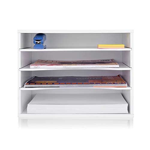 EMERIT Schreibtisch-Papier-Organizer, Holz-Papier-Organizer, Aufbewahrung, Büro, Papierregale, Briefablage, Aktensortierer mit verstellbaren Ablagen für Home Office von EMERIT