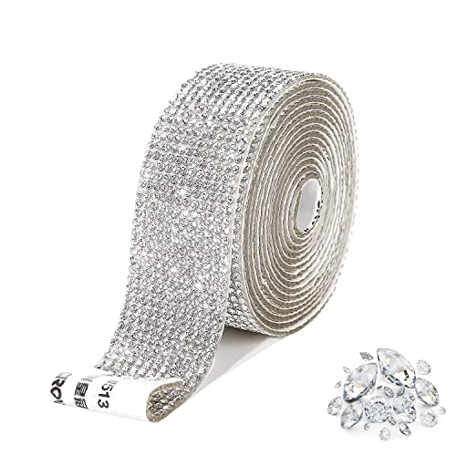 3 Yards Selbstklebende Kristall Strass Diamant Band, Kristall-Strassband-Aufkleber, DIY Strass Diamant Band mit 2 mm Strass, für Kunsthandwerk, DIY Event Auto Telefon Dekoration(12 Row Strass, 3cm) von EMHTHME