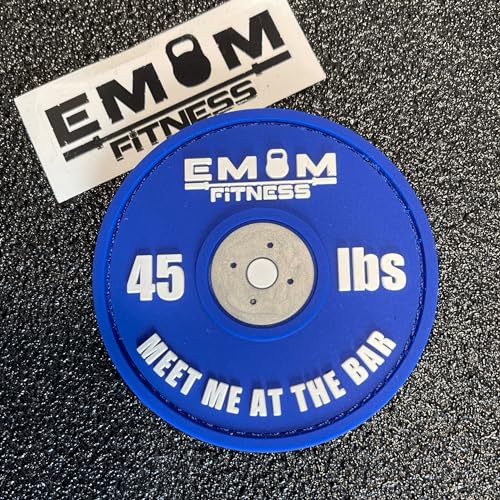 EMOM Fitness PVC Klettpatch, 45 LBS Gewichtscheiben-Design, 77mm, inklusive Gegenstück - für Gewichthebergürtel, Rucksäcke von EMOM Fitness