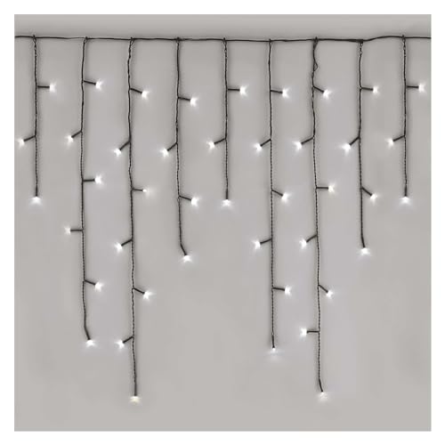 EMOS LED-Eisregen Lichterkette, 3,6m Weihnachtslichterkette + 5m Zuleitung, 200 LEDs, 8 Lichtmodi, Netzteil mit Timer 6h/18h, IP44 für Innen und Außen, Kaltweiß von EMOS