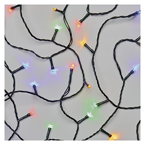 EMOS LED-Lichterkette bunt für Innen und Außen, 12m lange IP44 Multicolor Weihnachtslichterkette mit 120 LEDs + 5m Zuleitung und Netzteil, 6 Stunden Timer Funktion, für Party, Weihnachten, Deko von EMOS