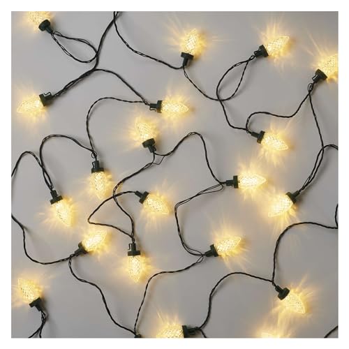 EMOS LED-Lichterkette im Retrostil, 9,8m Weihnachtslichterkette + 5m Zuleitung, 50 LEDs, 8 Lichtmodi, Netzteil, IP44 für Innen und Außen, Warmweiß von EMOS