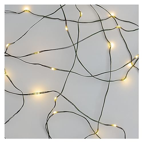 EMOS Nano-Lichterkette warmweiß für Innen und Außen (IP44), 4m lange LED-Weihnachtslichterkette NANO für Partys, Weihnachten, 6 Stunden Timer Funktion, Netzteil und Transformator, grünes Kabel von EMOS