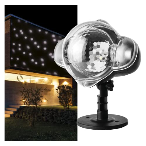 EMOS Schneefall LED Projektor,weiß,fliegender Schnee,effektvolle Wandbeleuchtung,Fassaden-,Wand- und Mauer-Projektion,IP44,Weihnachtsbeleuchtung für Außen & Innen,3m Kabel, Schwarz, DCPC03 von EMOS