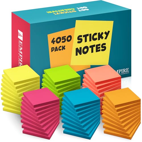 Empire 4050 Pastel Sticky Notes Enhance Organization with Removable Sticky Notes Set of 54 Sticky Pad (75 Sheets Each) - 6 Vibrant Colors - Perfect for Office, Home & School Use - Value Pack of 6 Sets von EMPIRE TRADING & COMMERCE