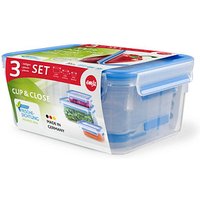 emsa Frischhaltedosen-Set CLIP & CLOSE 5,8/7,2/9,9 cm hoch transparent, blau 0,55/1,0/2,2 l, 1 Set von EMSA