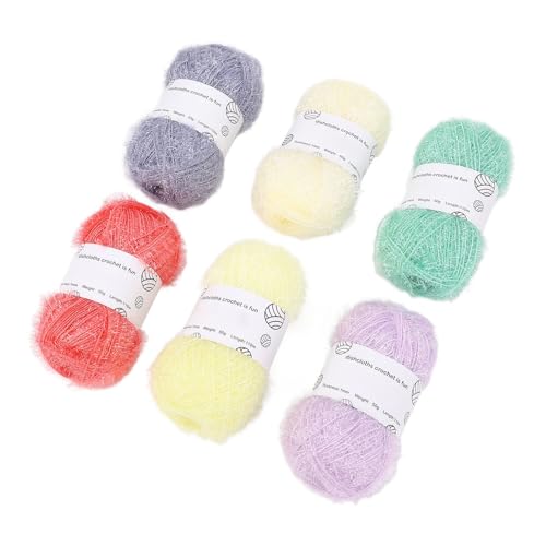 6 Rollen Scrubby-Garn, Glitzerndes Pastell-Glitzer Zum Häkeln, Geschirrtuch, Handgestrickte Puppentasche mit Häkelarbeit von EMUKOEP