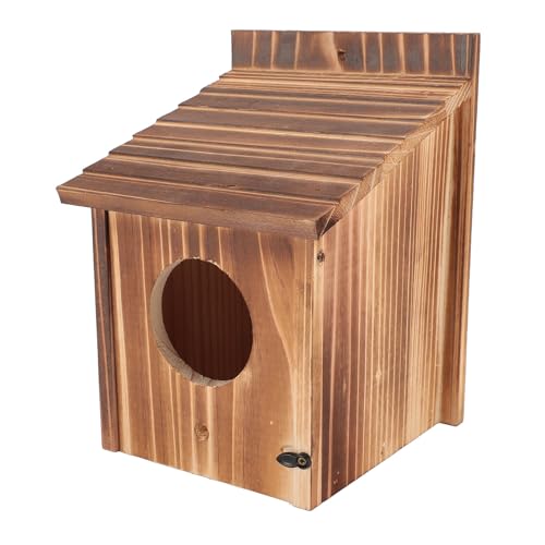 EMUKOEP Vogelhaus, 6 cm Großes Loch, Blauer Vogelnistkasten aus Holz mit Sitzstange für den Gartenbalkon Im Freien von EMUKOEP