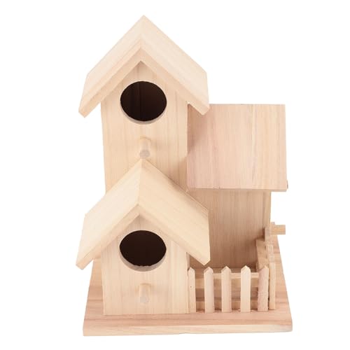 EMUKOEP Vogelhaus aus Holz, Multifunktional, Zum Basteln, für den Garten, Dekoratives Vogelhaus für den Außenbereich von EMUKOEP