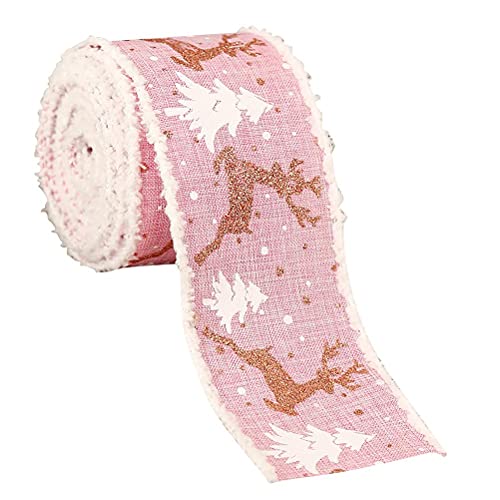 Geschenkbänder, Breites Weihnachtsband, 500 X 6,5 Cm, Rot, Rosa, Grau (Rosa) von EMUKOEP