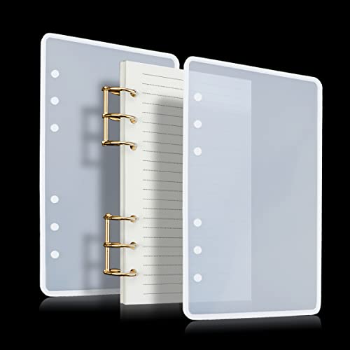 5-teiliges Notizbuch-Gussformen-Set aus Kunstharz, enthält 2 Stück A5-Silikonformen für Harz-Bucheinband, 2 Stück Dreiring-Buchbinderringe, 1 Packung Nachfüllpapier, perfektes Set für DIY-Epoxidharz von EMYVSVO