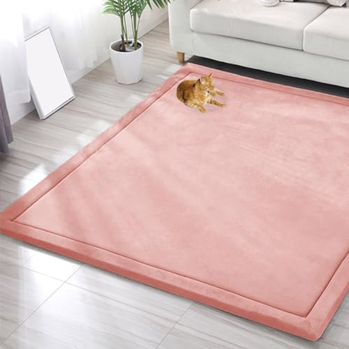 EN AyuL Großer Teppich, Korallensamt, Baby-Spielmatte, dicker Kinderzimmerteppich für Kinder, Krabbelmatte, Tatami-Yogamatte, rutschfeste Bodenmatte, Übungsunterlagen (120 x 150 cm, Rosa) von EN AyuL