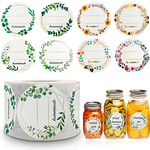 500 Stück Etiketten Selbstklebend Aufkleber Marmeladenglas Beschriftbar, 4cm Rund Blumen Klebeetiketten, Marmelade Haushaltsetiketten, für Geschenktüten,Gläser,Küche, Geschenk (B) von ENAIAH