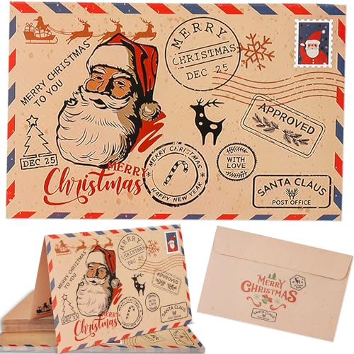 Weihnachtskarten mit Umschlag Set (20 Stück) - Klappkarten für Weihnachten Postkarten für Weihnachten Weihnachtsgrüße im Kraftpapier Weihnachtskarte Weihnachten für Freunde und Familie von ENAIAH