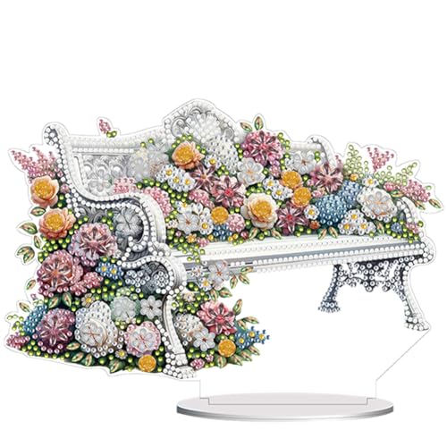 ENCOMAG Blumen bank Diamond Painting Kinder Mädchen 5D Diamant Painting Bilder Kinder,Diamond Painting Tischdeko Ornamente Geschenk Mädchen Bastelset kinder ab 6 7 8 9 10 11 12 jahre von ENCOMAG