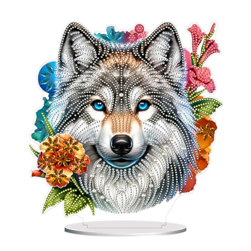 ENCOMAG Blumen wolf Diamond Painting Kinder Mädchen 5D Diamant Painting Bilder Kinder,Diamond Painting Tischdeko Ornamente Geschenk Mädchen Bastelset kinder ab 6 7 8 9 10 11 12 jahre von ENCOMAG