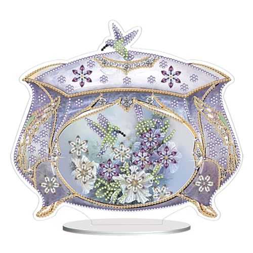 ENCOMAG DIY Diamond Painting Desktop Deko,Rose Schmetterling Blumen Vögel Tischdeko,Diamant Painting,Diamant Malerei Tisch Ornamente für Zuhause,Büro,Dekoration,Geschenk für Familie (Lila) von ENCOMAG