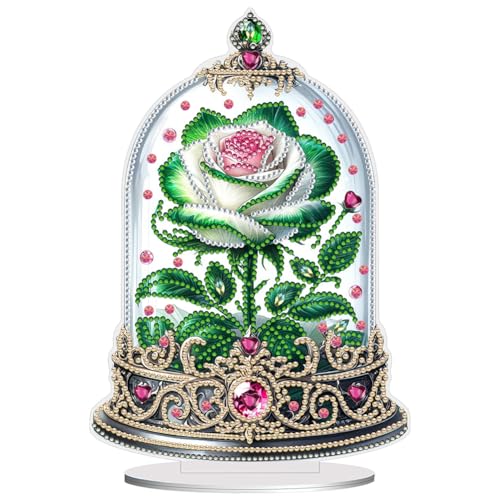 ENCOMAG DIY Diamond Painting Desktop Deko,Rose Schmetterling Blumen Vögel Tischdeko,Diamant Painting,Diamant Malerei Tisch Ornamente für Zuhause,Büro,Dekoration,Geschenk für Familie von ENCOMAG