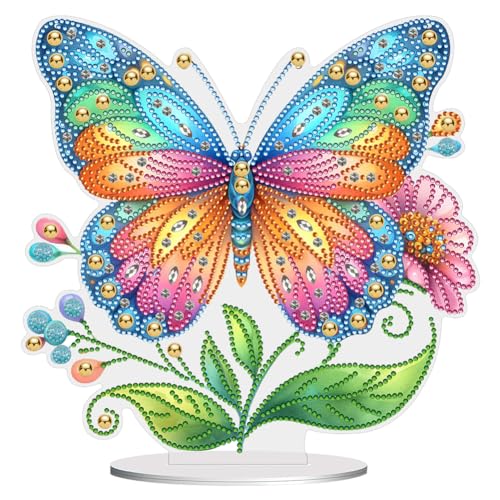 ENCOMAG DIY Diamond Painting Desktop Deko,Rose Schmetterling Blumen Vögel Tischdeko,Diamant Painting,Diamant Malerei Tisch Ornamente für Zuhause,Büro,Dekoration,Geschenk für Familie von ENCOMAG