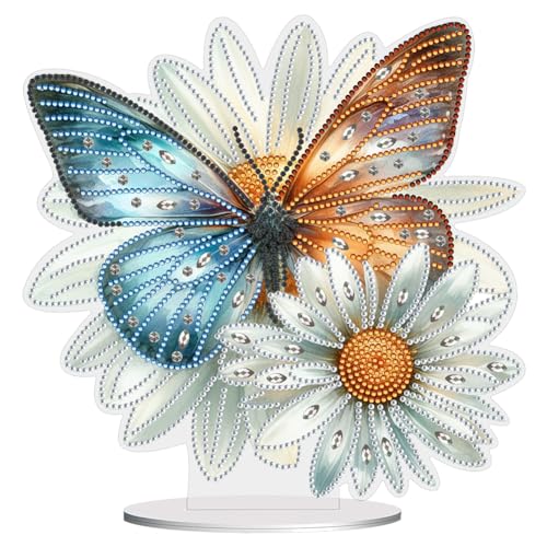 ENCOMAG DIY Diamond Painting Desktop Deko,Rose Schmetterling Blumen Vögel Tischdeko,Diamant Painting,Diamant Malerei Tisch Ornamente für Zuhause,Büro,Dekoration,Geschenk für Familie von ENCOMAG