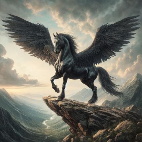 ENCOMAG Pegasus Tier-Diamant-Malerei-Set für Erwachsene – Vollbohr-Diamant-Punkte-Gemälde für Anfänger, rundes 5D-Gemälde mit Diamanten nach Zahlen, DIY-Bastelsets, 30 x 30 cm von ENCOMAG