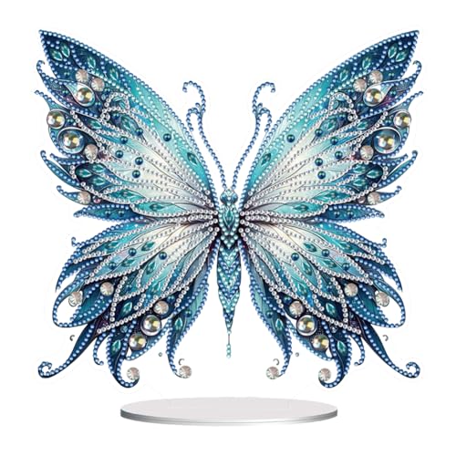 ENCOMAG Schmetterling DIY 5D Diamant Malerei Schreibtisch Ornamente Kits spezielle geformte Strasssteine Acryl Diamant Kunst Desktop Ornament für Büro Heimdekoration Einweihungsgeschenk von ENCOMAG