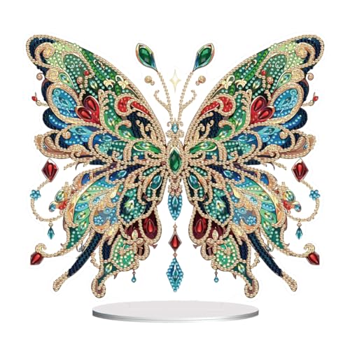 ENCOMAG Schmetterling DIY 5D Diamant Malerei Schreibtisch Ornamente Kits spezielle geformte Strasssteine Acryl Diamant Kunst Desktop Ornament für Büro Heimdekoration Einweihungsgeschenk von ENCOMAG