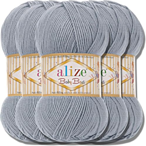 Hobby YARN Alize Baby Best Batik 5x 100g Türkische Premium Wolle Babywolle (Gris plateado | 119) von ENEMET