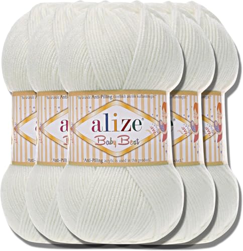 Hobby YARN Alize Baby Best Batik 5x 100g Türkische Premium Wolle Babywolle (Pearl | 450) von ENEMET