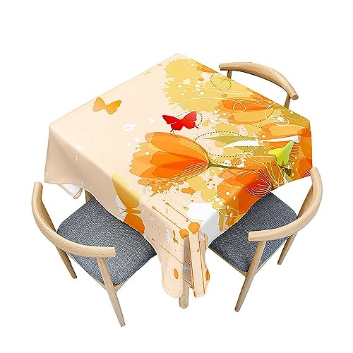 ENEN 3D-Tulpenmuster Tischdecke Quadrat Abwaschbar Küche Esstischdecke Quadratische Tischwäsche Polyester Tischtuch für Picknick, Garten, Restaurant und Dekoration (100x100cm,braun) von ENEN